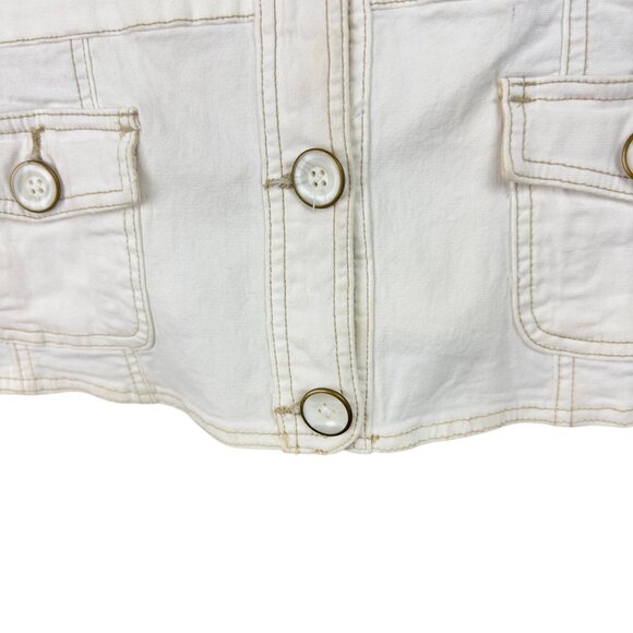 Faded Glory  Jacket Womens L White Button-Down Multiple Pockets Casual Coat - Picture 4 of 10